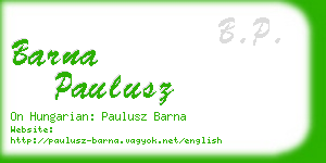 barna paulusz business card